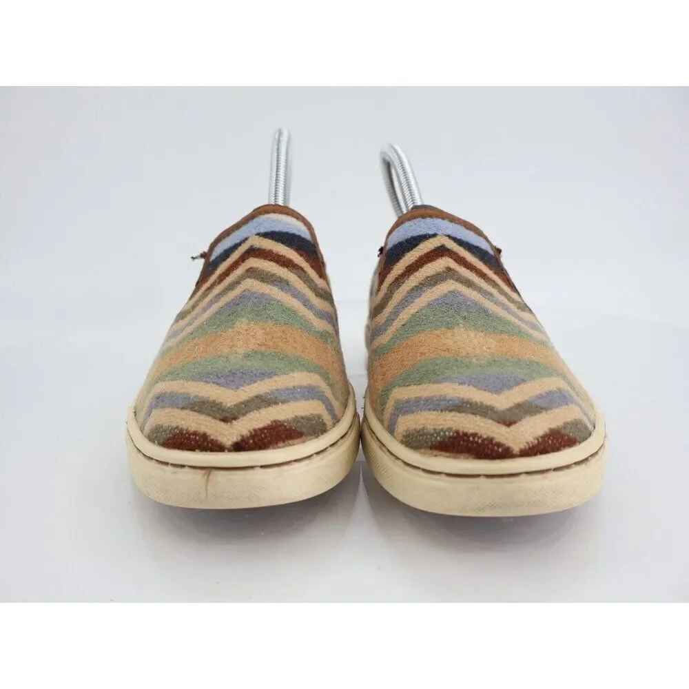 UGG X Pendleton Women's Sz 7 Fierce Slip On Shoes Brown Fabric Chevron Round Toe